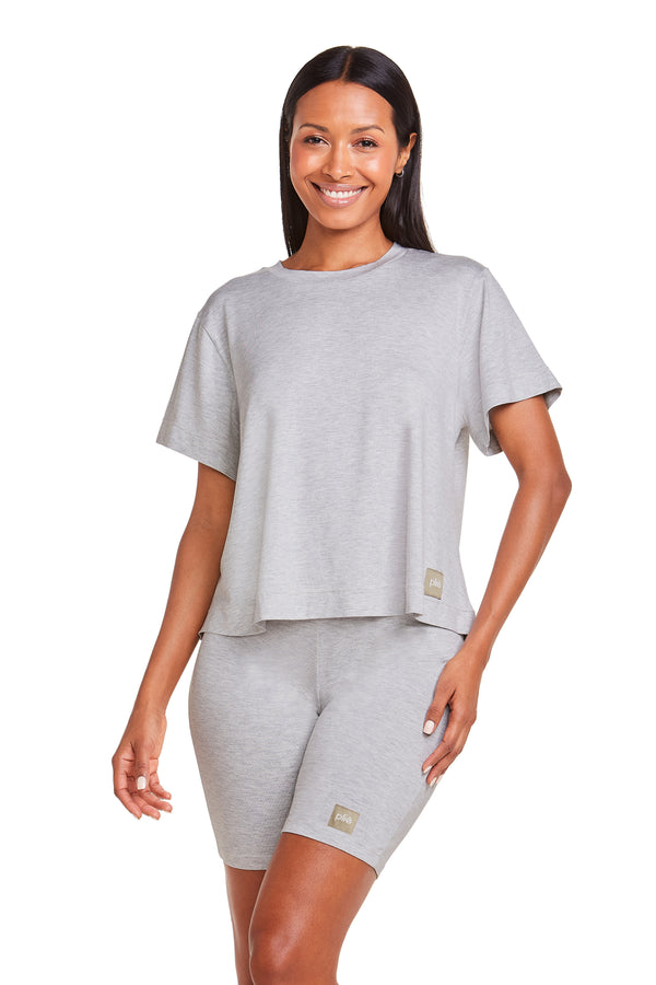 Pijama Manga Curta Viscose Mescla Claro