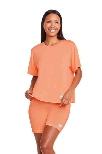 Pijama Manga Curta Viscose Pêssego