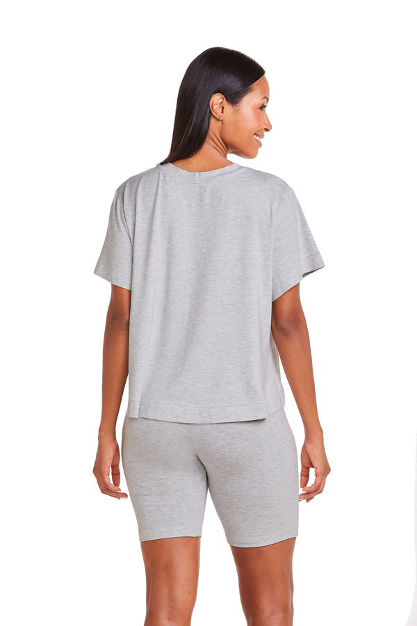 Pijama Manga Curta Viscose Mescla Claro