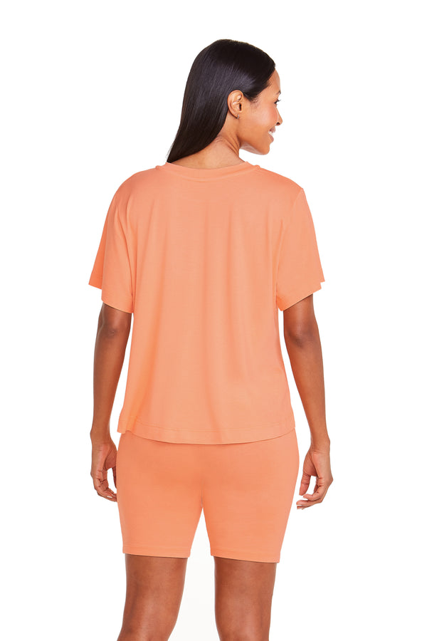 Pijama Manga Curta Viscose Pêssego