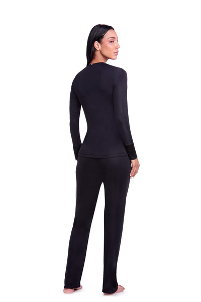 Pijama Manga Longa em Renda Dreams Preto
