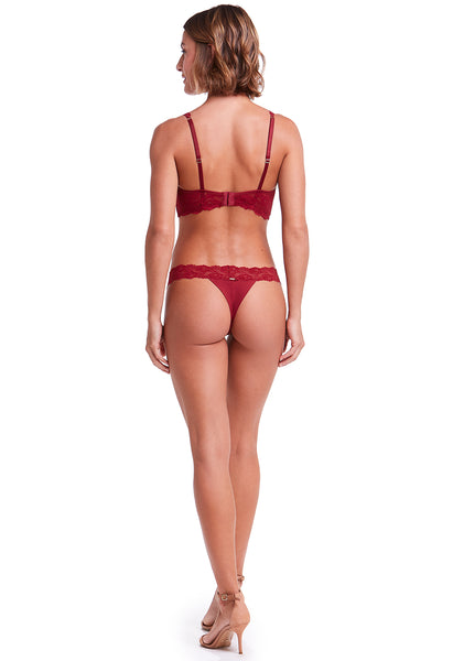Calcinha Ajustável Fio Dental Com Renda Self Red Velvet