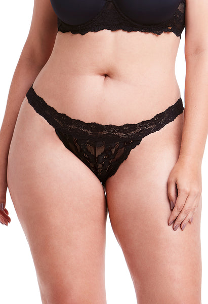 Calcinha Tanga Com Renda Self Frontal Black