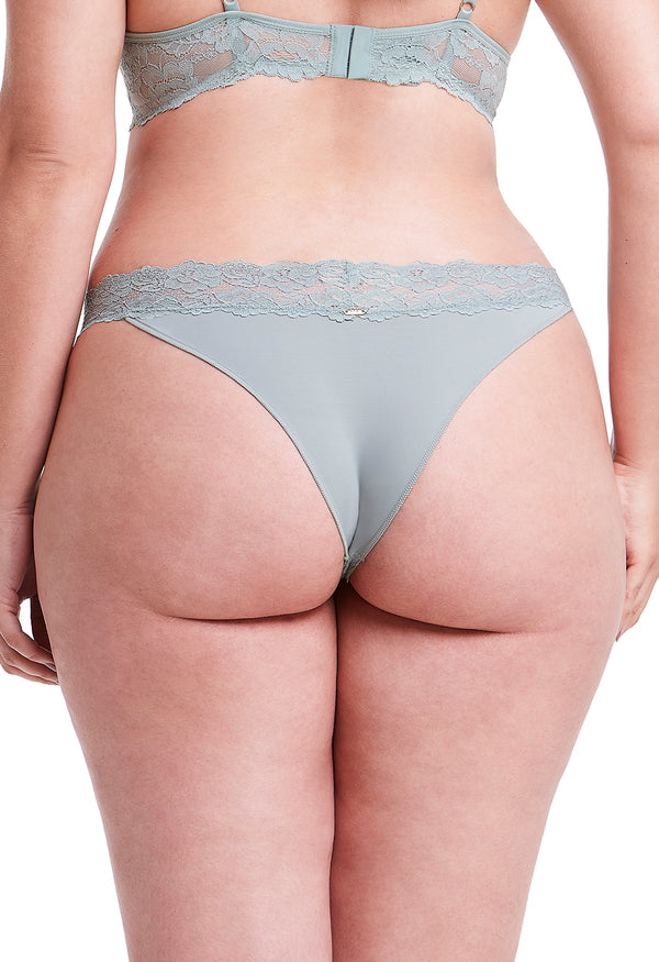 Calcinha Tanga Com Renda Self Frontal Fresh Mint