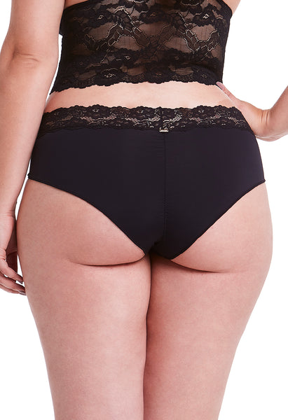 Calcinha Cintura Média Com Renda Self Black