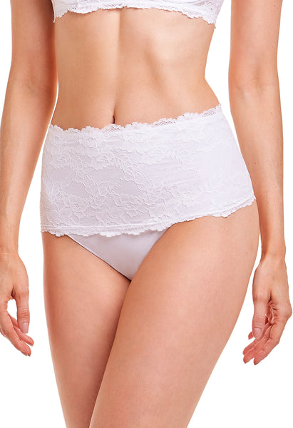 Calcinha Cintura Alta Com Renda Self Snow