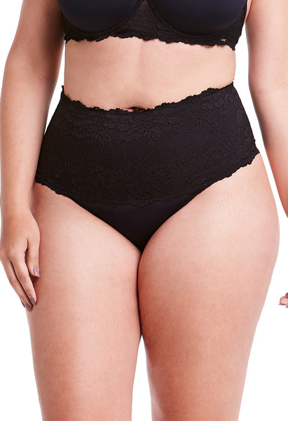 Calcinha Cintura Alta Com Renda Self Black