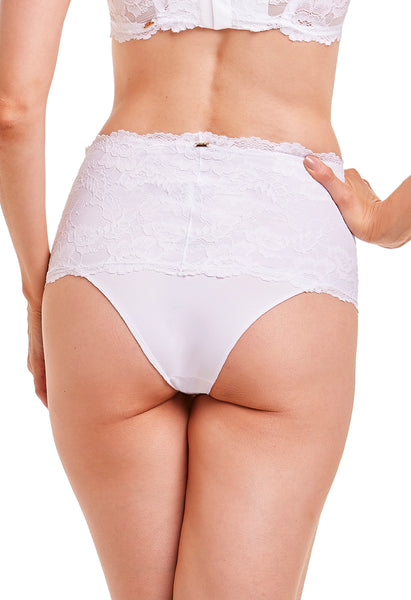 Calcinha Cintura Alta Com Renda Self Snow