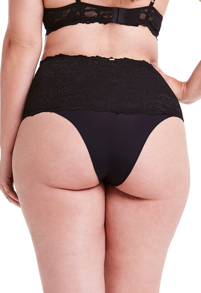 Calcinha Cintura Alta Com Renda Self Black