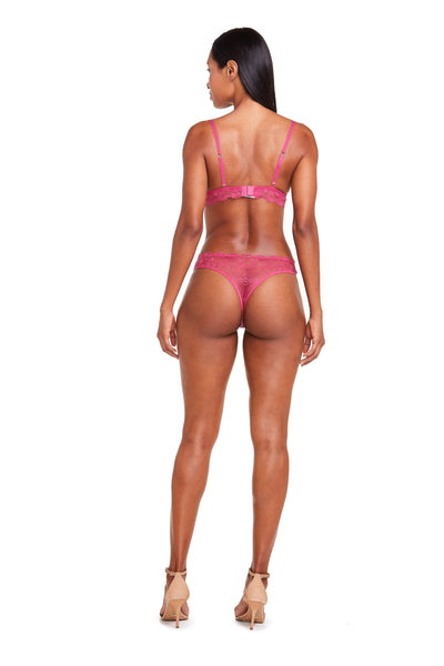 Calcinha Fio Dental em Renda Noir Pink Flash