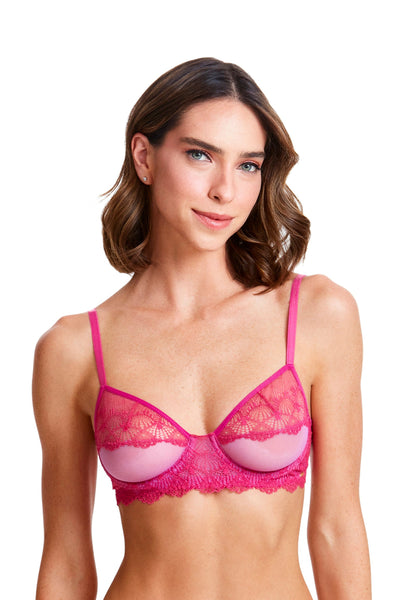 Sutiã Meia Taça Sem Bojo Em Renda Noir Pink Flash