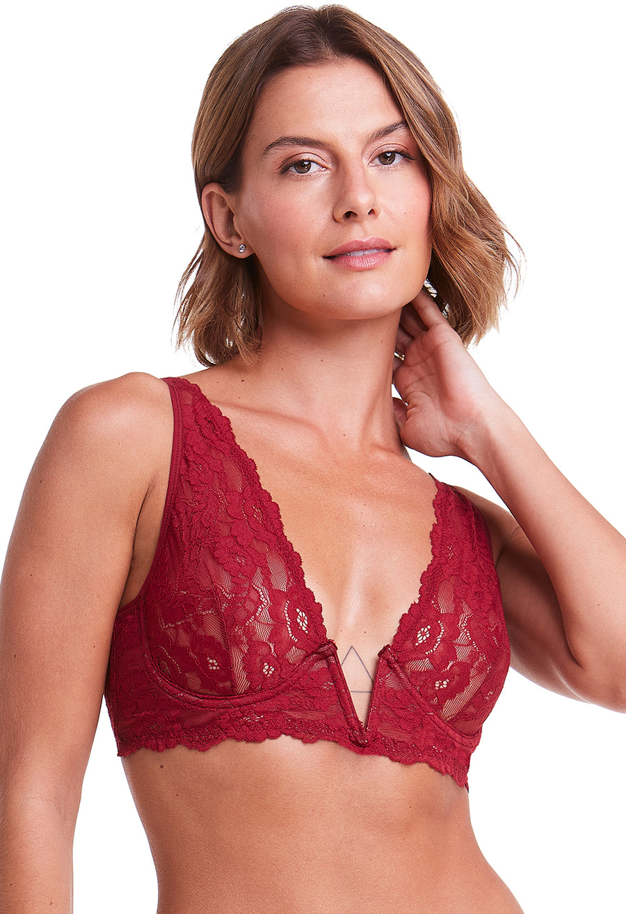 Sutiã Corselet Sem Bojo Em Renda Self Red Velvet