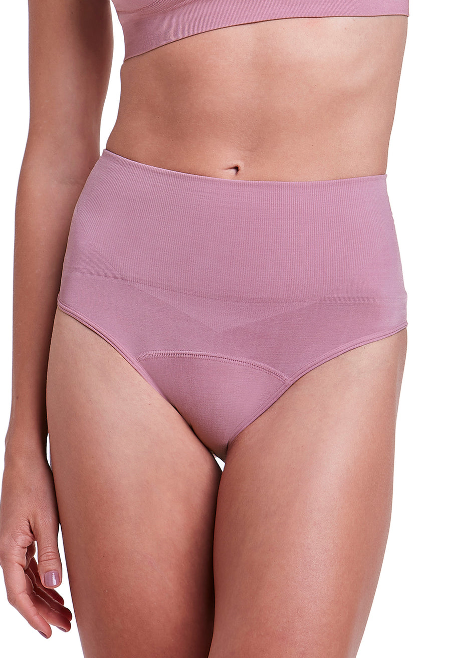 Calcinha Modeladora Absorvente Cós Duplo M.E.S. Afina Cintura Rosa