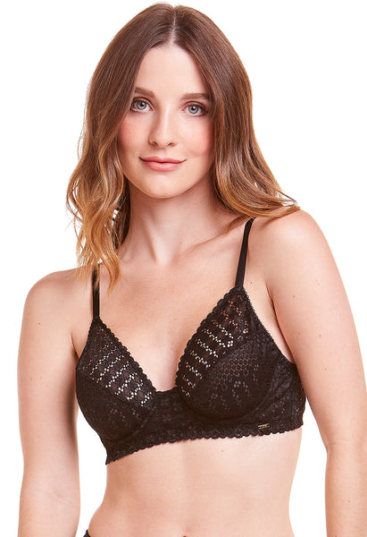 Sutiã Strappy Em Renda L'Amour Sem Bojo Com Aro Black