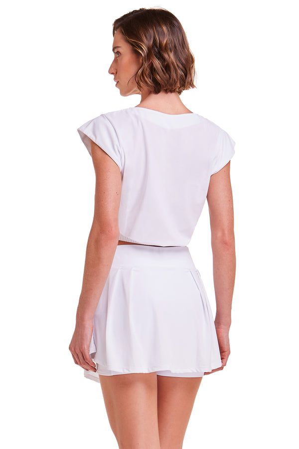 Blusa Cropped Em Microfibra Athleisure  White