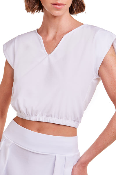 Blusa Cropped Em Microfibra White