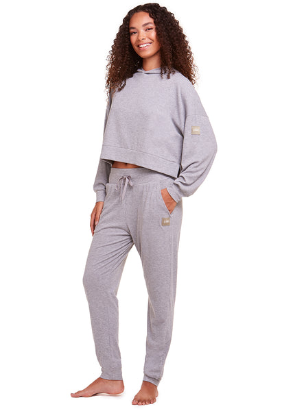 Blusa Cropped Com Capuz Athleisure Mescla