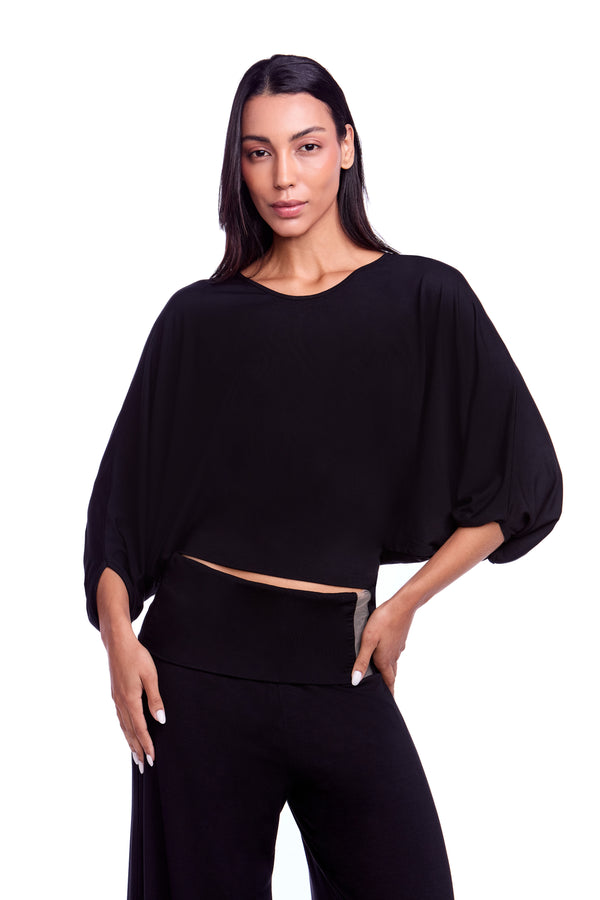 Blusa Athleisure Manga Morcego Black