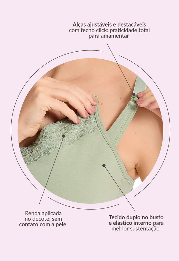 Camisete de Amamentação Busto Duplo Maternity Cidreira