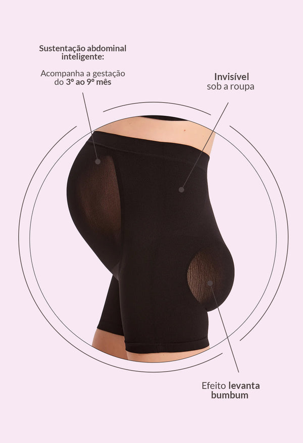 Shorts Gestante Cintura Alta Lift Preto