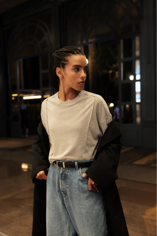 Blusa Cropped Estonada Manga Longa Athleisure Platinum