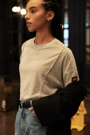 Blusa Cropped Estonada Manga Longa Athleisure Spa Platinum