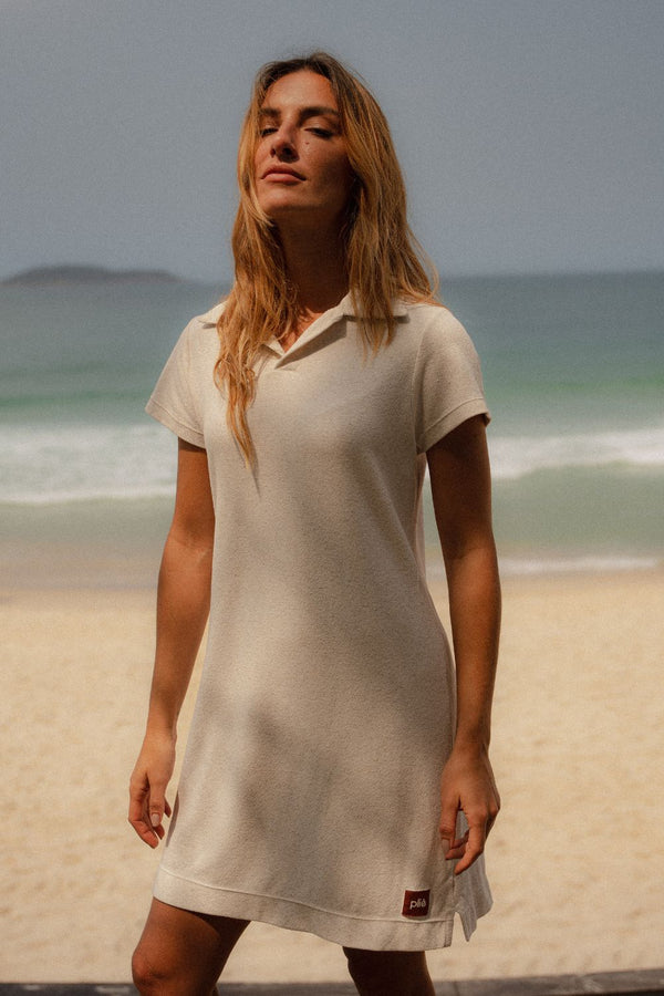 Vestido Polo Athleisure Linho Off White