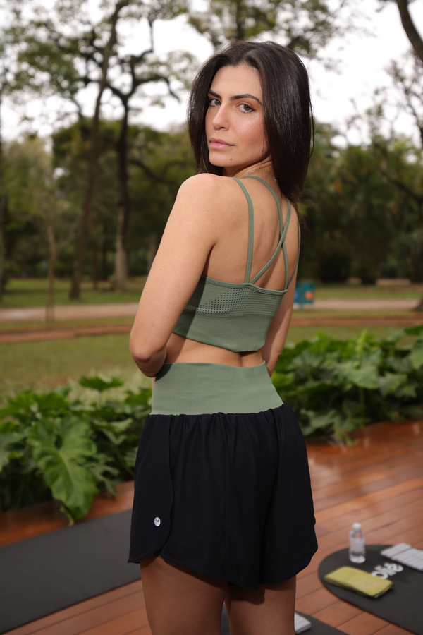 Shorts Duplo Fitness Pontos Verde