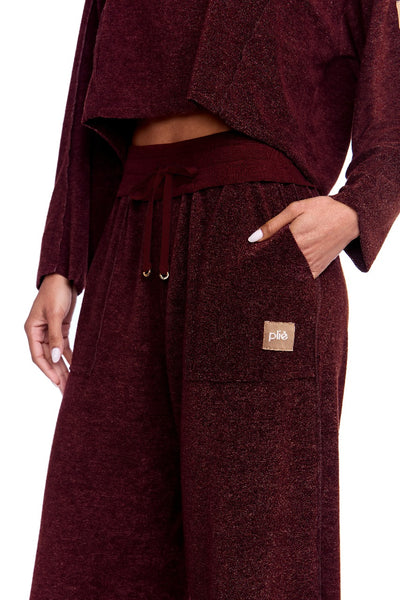 Calça Pantalona Estonada Com Bolso Athleisure Macadâmia