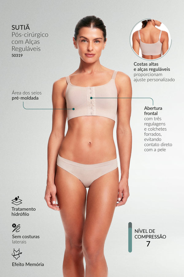 Sutiã Pós-Cirúrgico Com Alças Reguláveis Base
