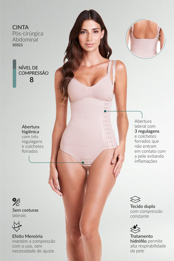 Cinta Pós-Cirúrgica Abdominal Com Abertura Lateral Base