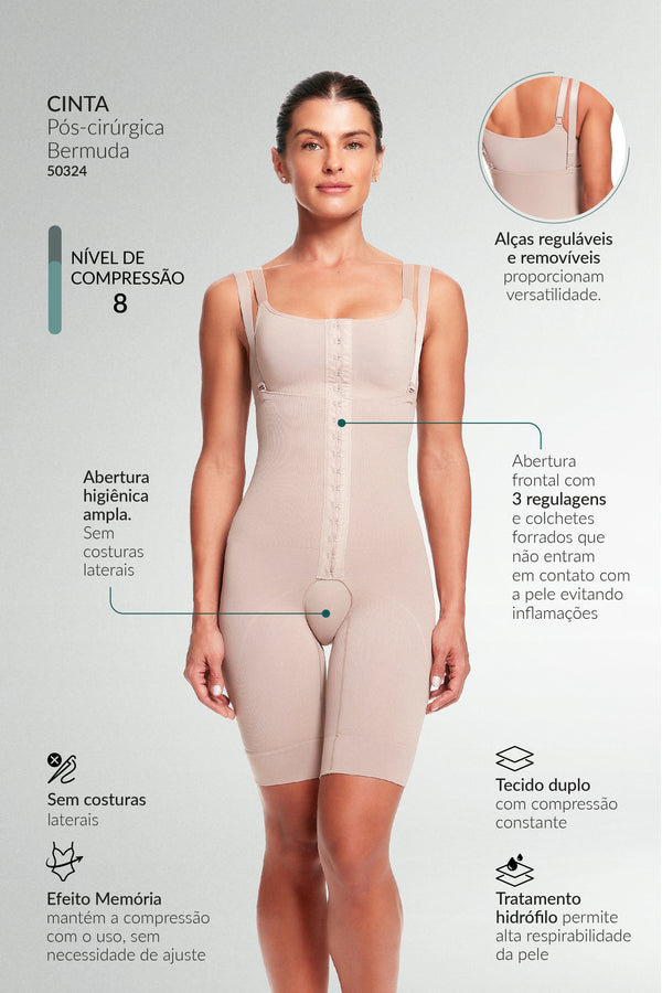 Cinta Pós-Cirúrgica Bermuda Cintura Alta Base