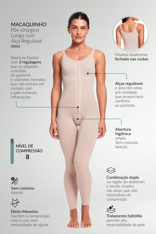Macaquinho Pós-Cirúrgico Longo Com Alça Regulável Base