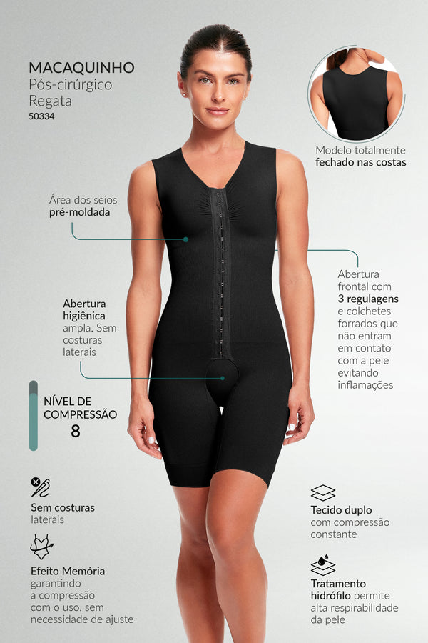 Macaquinho Pós-Cirúrgico Regata Preto