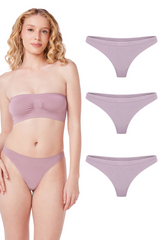 Kit 3 Calcinhas Básicas Fio Dental Com Fundo De Algodão Lilac