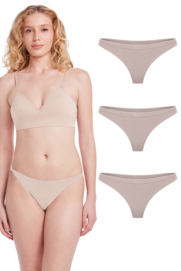 Kit 3 Calcinhas Básicas Tanga Com Fundo De Algodão Base