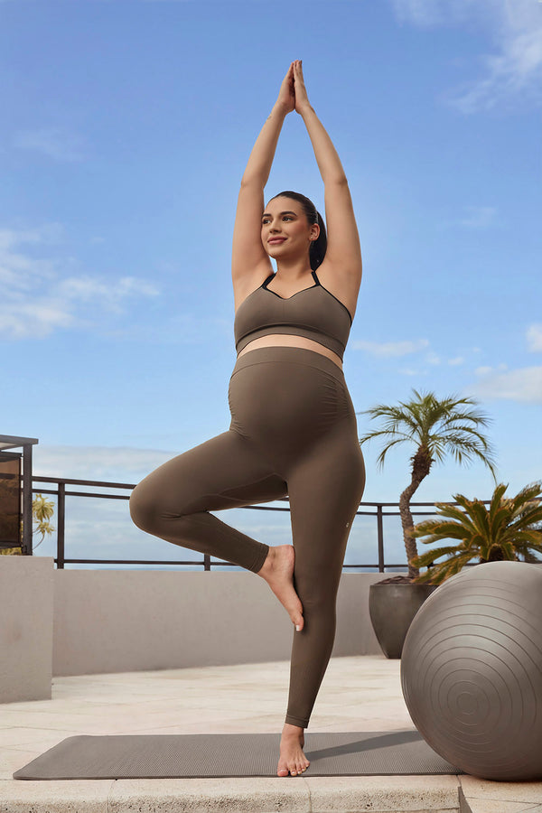 Legging Fitness para Gestante Sépia