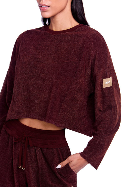 Blusa Cropped Estonada Manga Longa Athleisure Macadâmia