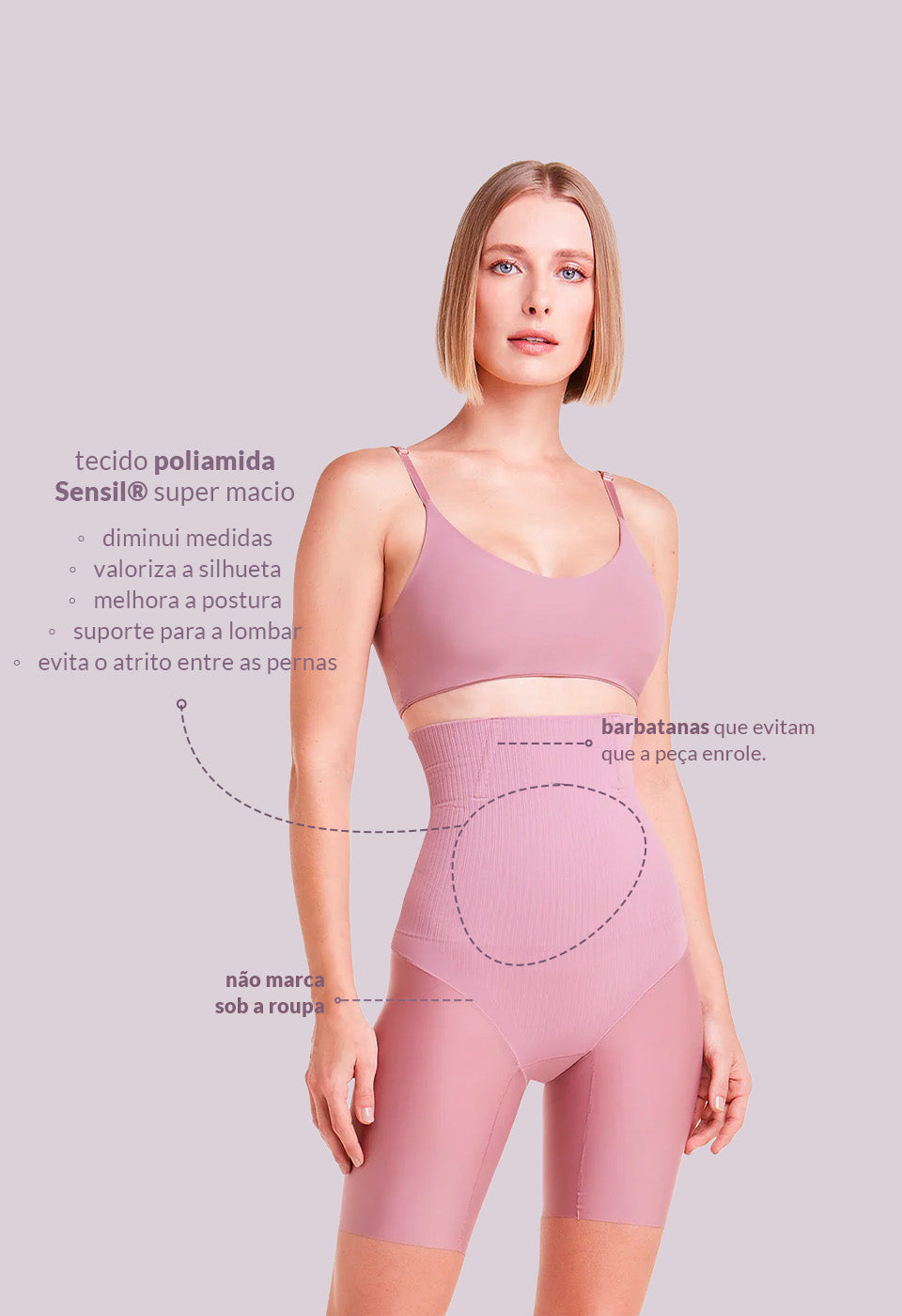 Bermuda Modeladora Abdominal Invisivel Com Barbatana Reduz Atrito