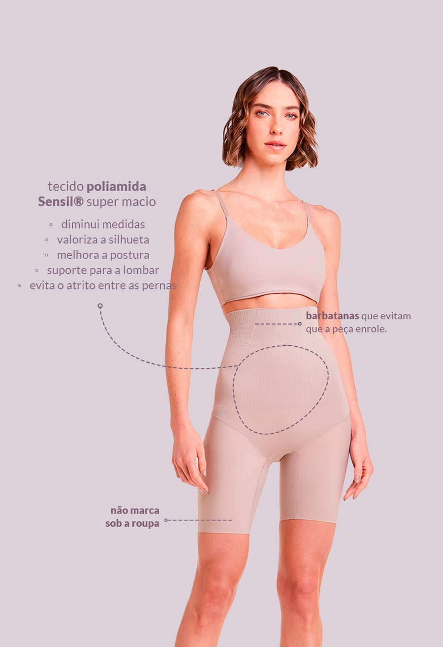 Bermuda Amazônia Control Modeladora Abdominal Invisivel Com Barbatana Reduz Atrito Nas Coxas Cupuaçu