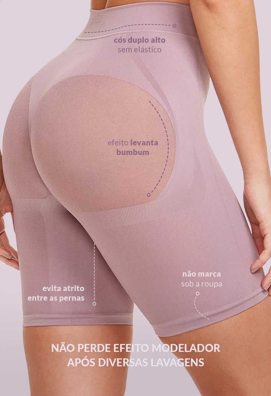 Bermuda Modeladora Cintura Média Levanta Bumbum Lilac