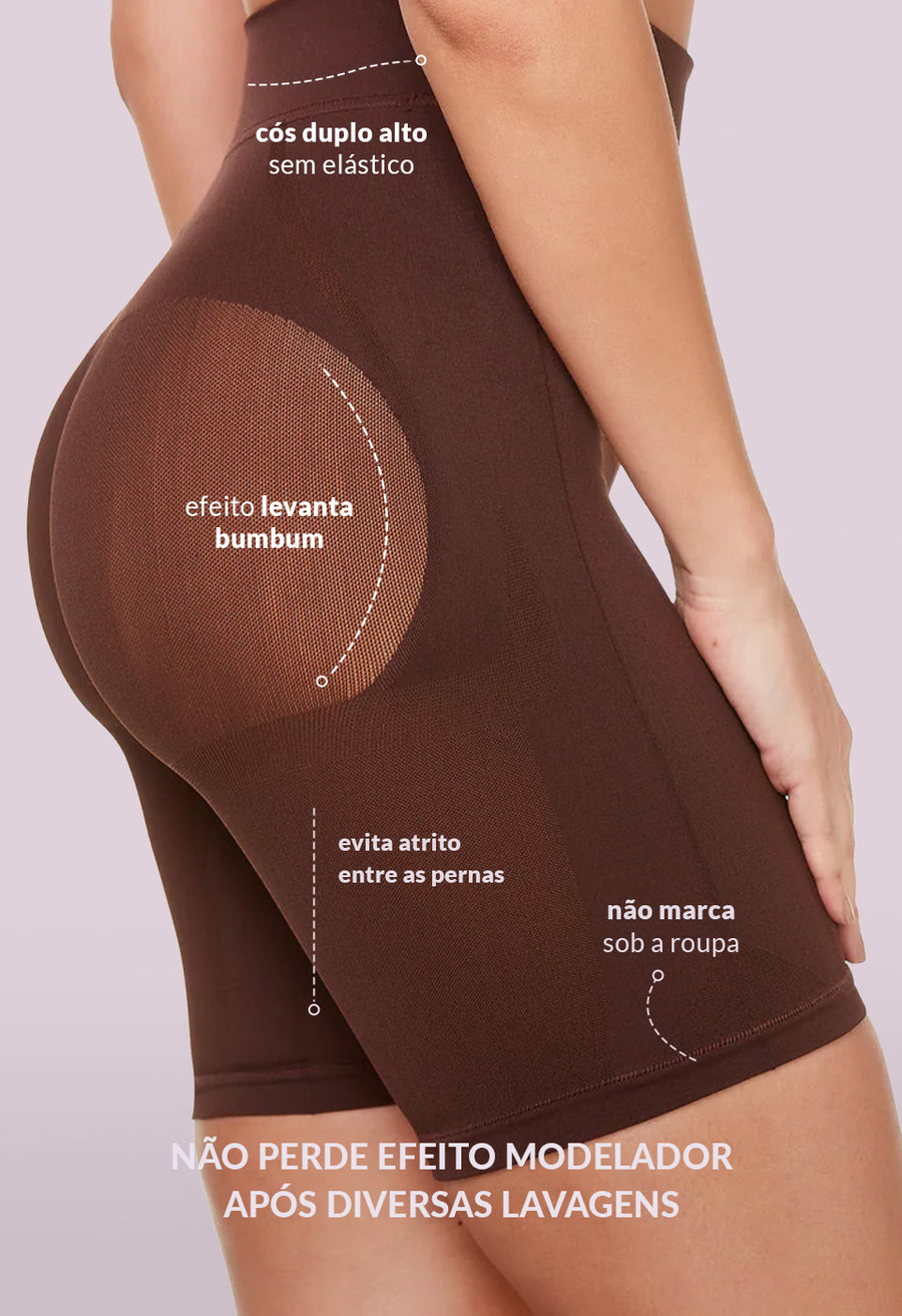 Bermuda Modeladora Cintura Média Levanta Bumbum Marrom