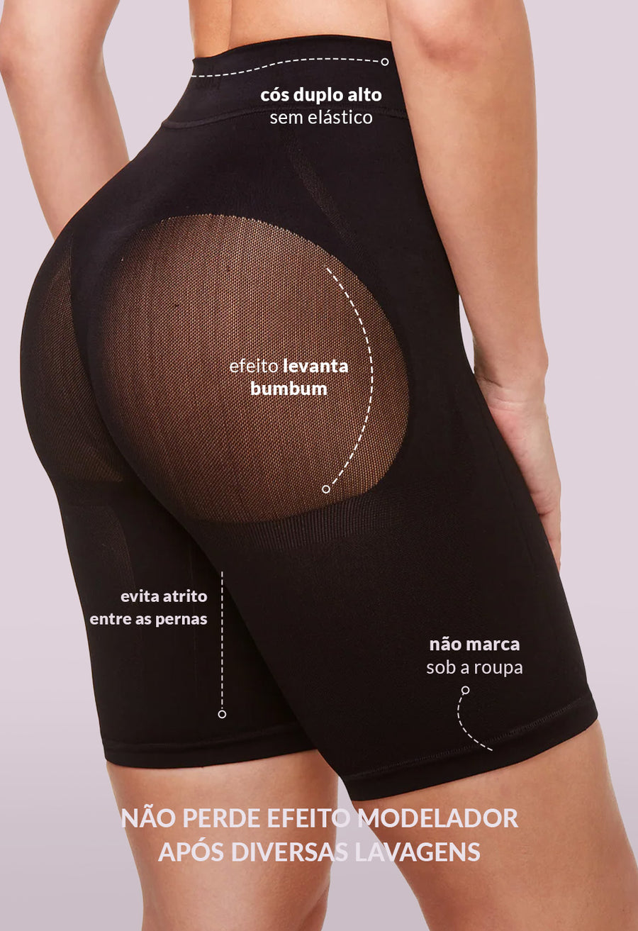 Bermuda Modeladora Cintura Média Levanta Bumbum Preto
