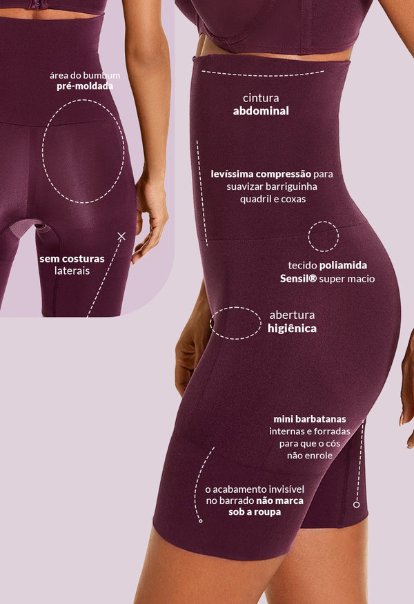 Bermuda Modeladora Abdominal Com Barbatana Reduz Atrito Nas Coxas Berry
