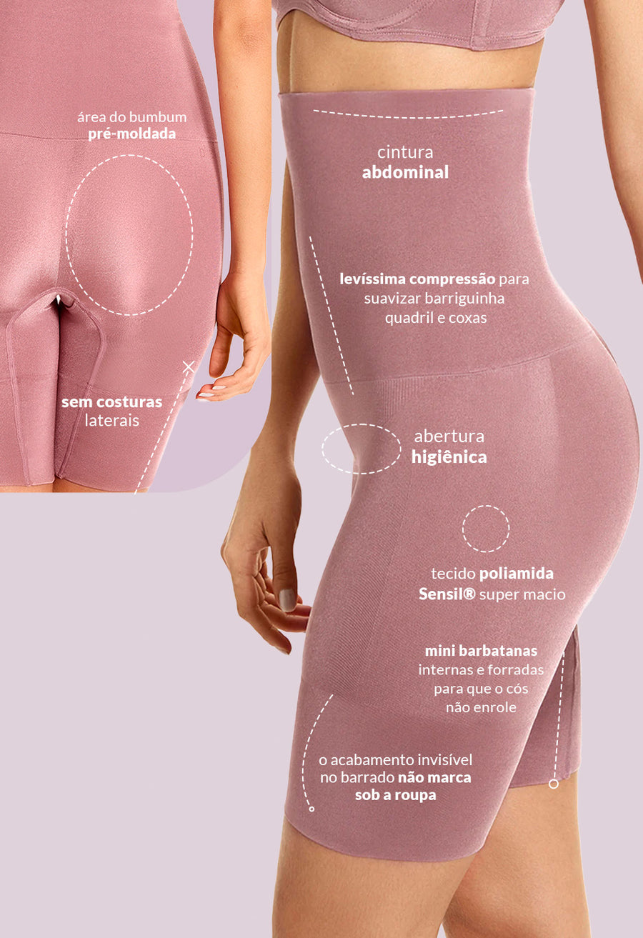 Bermuda Modeladora Abdominal Com Barbatana Reduz Atrito Nas Coxas Gloss