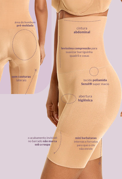 Bermuda Modeladora Leve Compressão Abdominal Com Barbatana Matte