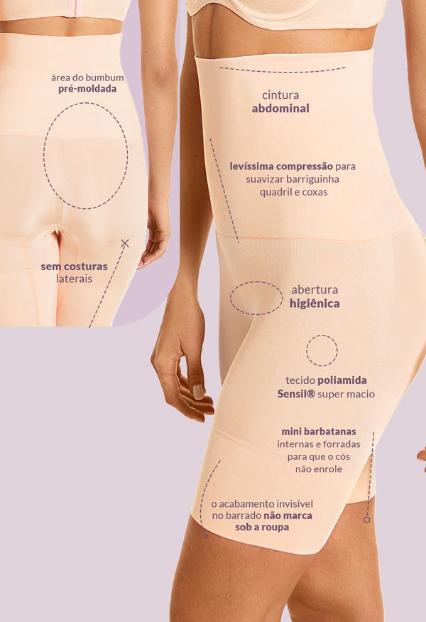 Bermuda Modeladora Abdominal Com Barbatana Reduz Atrito Nas Coxas Vanilla