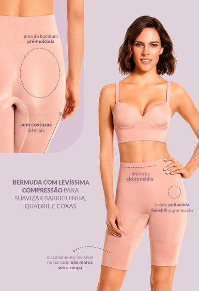 Bermuda Modeladora Leve Compressão Cintura Alta Balm