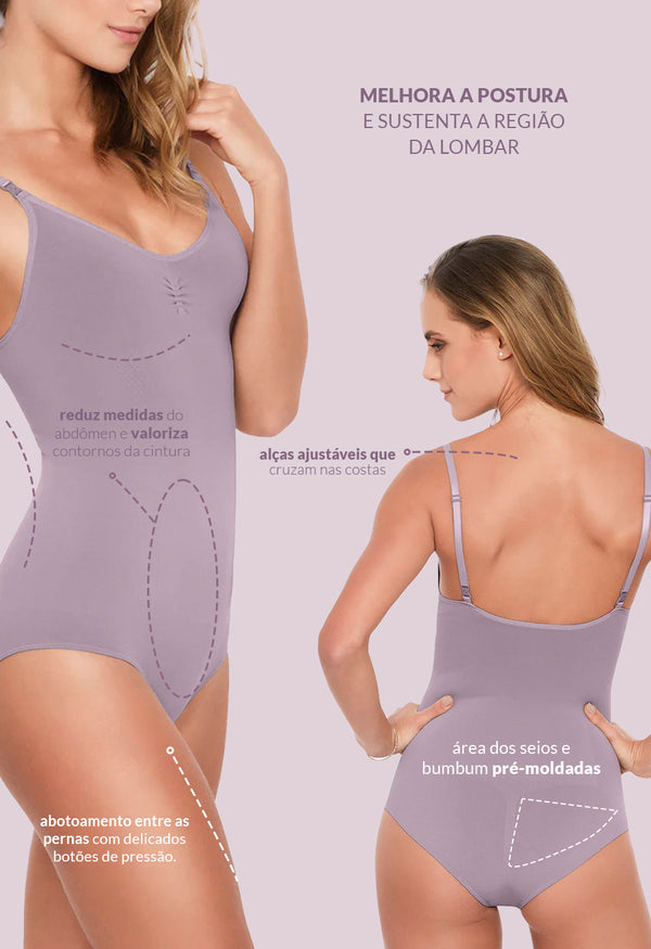 Body Modelador Sem Bojo Afina Cintura Lilac
