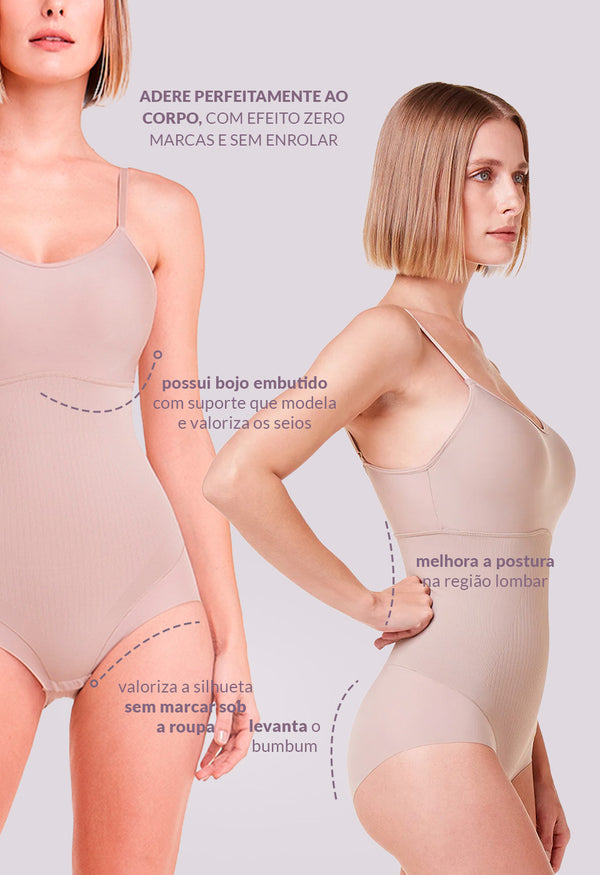 Body Modelador Com Bojo Invisivel Afina Cintura Cupuaçú